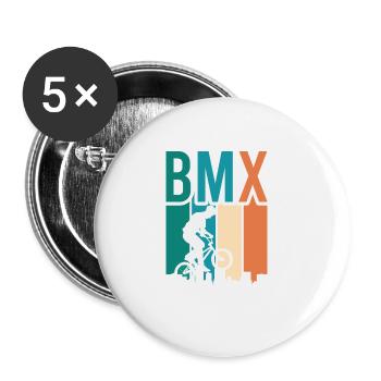 Tenue de vélo vintage, vélo urbain freestyle BMX - Lot de 5 grands badges (56 mm) - blanc - Devant