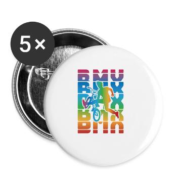 Tenue de vélo vintage, vélo urbain freestyle BMX - Lot de 5 grands badges (56 mm) - blanc - Devant