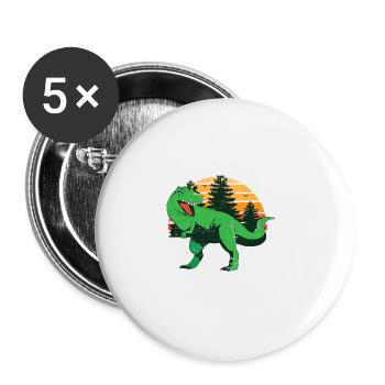 Abuelosaurio Rex I Funny Grandpa T-Rex - Buttons groß 56 mm (5er Pack) - Weiß - Vorne