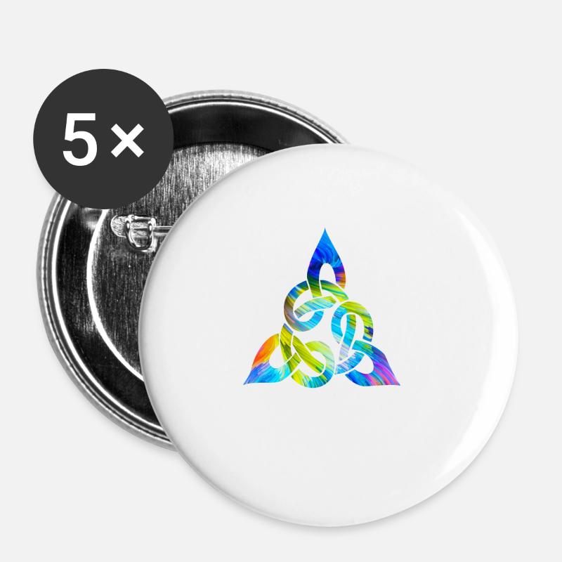 Farbenfroher keltischer Knoten - Buttons groß 56 mm (5er Pack) - Weiß