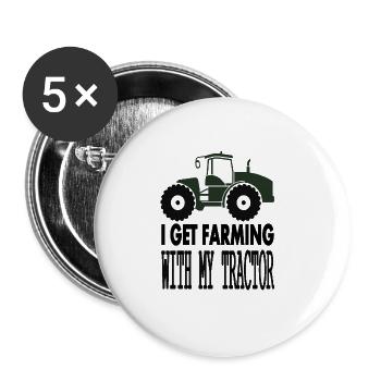 Tractor Driving Tractor Driver Farmer Gift Idea - Buttons large 2.2''/56 mm (5-pack) - white - Front