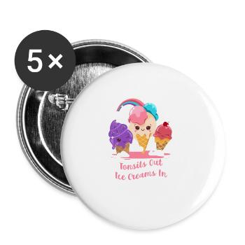 Amygdales Crème glacée dans la chirurgie des amygdales - Lot de 5 grands badges (56 mm) - blanc - Devant