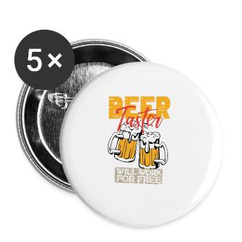 Feiern Bier Party Spruch I Biertrinken - Buttons groß 56 mm (5er Pack) - Weiß - Vorne
