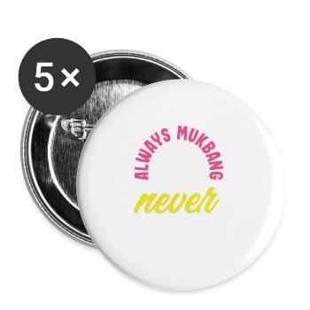 Mukbang et gâteau - Lot de 5 grands badges (56 mm) - blanc - Devant