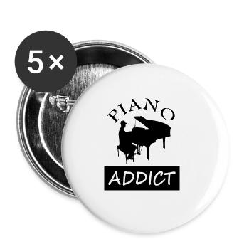 Piano süchtig Klavier Musikinstrument Geschenkidee - Buttons groß 56 mm (5er Pack) - Weiß - Vorne
