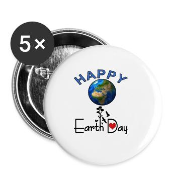Tag der Erde die Welt retten Umwelt Geschenkidee - Buttons groß 56 mm (5er Pack) - Weiß - Vorne