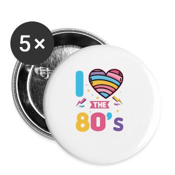 80s Retro CostumeTheme Party Costume 90s Party - Buttons large 2.2''/56 mm (5-pack) - white - Front