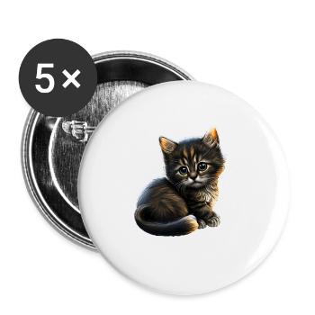 Cat Cats Cat lover cute kitten - Buttons large 2.2''/56 mm (5-pack) - white - Front