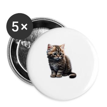 Cat Cats Cat lover cute kitten - Buttons large 2.2''/56 mm (5-pack) - white - Front