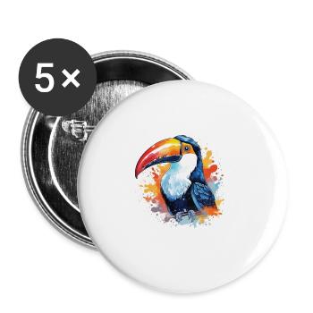 Toucan Watercolor Portrait - Buttons large 2.2''/56 mm (5-pack) - white - Front