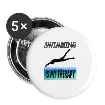schwimmen Schwimmer Spruch tauchen Geschenkidee - Buttons groß 56 mm (5er Pack) - Weiß - Vorne