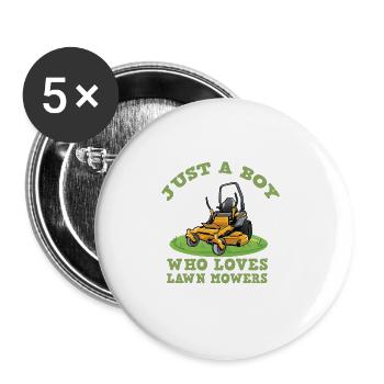 Rasenmäh Motiv I Rasenmäher für Gärtner - Buttons groß 56 mm (5er Pack) - Weiß - Vorne