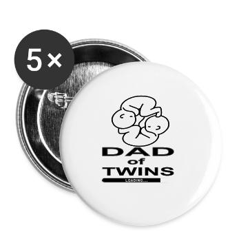 Papa de jumeaux baby-sitter bébé pieds cadeau - Lot de 5 grands badges (56 mm) - blanc - Devant