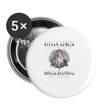 Goth Rock Satan Einhorn Festivals Death Metal - Buttons groß 56 mm (5er Pack) - Weiß - Vorne