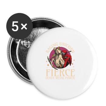 Goth Rock Satan Einhorn Festivals Death Metal - Buttons groß 56 mm (5er Pack) - Weiß - Vorne
