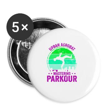 Parkour, Freerunning, Street Workout, Acrobatic - Buttons large 2.2''/56 mm (5-pack) - white - Front
