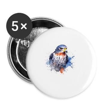 Art coloré - Conception de faucon mignon et sauvage - Lot de 5 grands badges (56 mm) - blanc - Devant