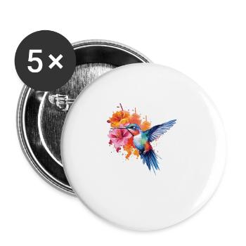 Entzückende Aquarellkunst Eines Kolibris - Buttons groß 56 mm (5er Pack) - Weiß - Vorne