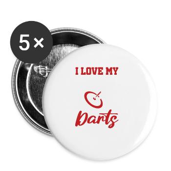 Club de sport de fléchettes, jeu de fléchettes, fléchettes de sport Pfeil - Lot de 5 grands badges (56 mm) - blanc - Devant