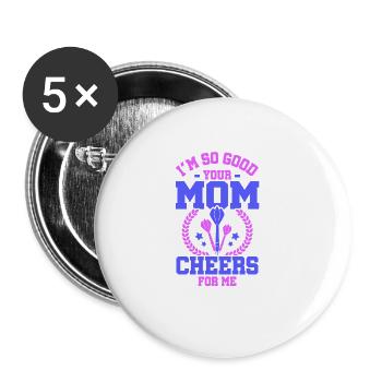Club de sport de fléchettes, jeu de fléchettes, fléchettes de sport Pfeil - Lot de 5 grands badges (56 mm) - blanc - Devant