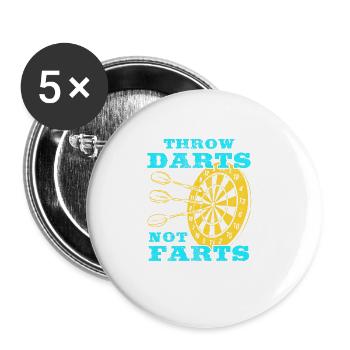 Club de sport de fléchettes, jeu de fléchettes, fléchettes de sport Pfeil - Lot de 5 grands badges (56 mm) - blanc - Devant