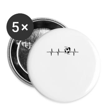 Heartbeat Football Pulse Footballer Gift - Buttons large 2.2''/56 mm (5-pack) - white - Front