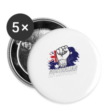 Pas australien mais favorable au drapeau australien - Lot de 5 grands badges (56 mm) - blanc - Devant