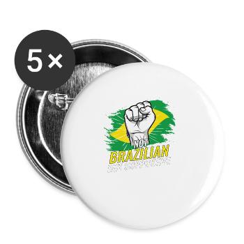 Pas brésilien mais favorable au Brésil Pays du drapeau - Lot de 5 grands badges (56 mm) - blanc - Devant