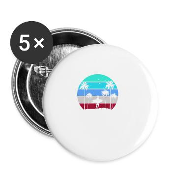 Surf, kitesurf, wakeboard, beach surfers - Lot de 5 grands badges (56 mm) - blanc - Devant