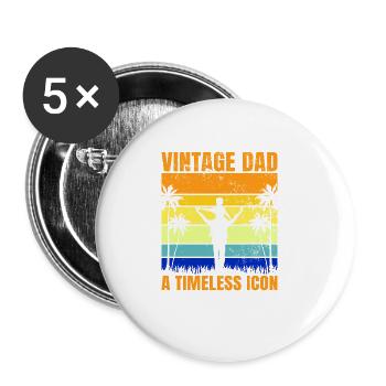 Retro Vintage Daddy 60s 70s 80s 90s Costume de fête - Lot de 5 grands badges (56 mm) - blanc - Devant