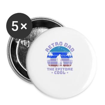 Retro Vintage Daddy 60s 70s 80s 90s Costume de fête - Lot de 5 grands badges (56 mm) - blanc - Devant