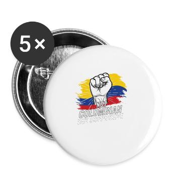 Not Colombian But Supportive Colombia Flag - Buttons groß 56 mm (5er Pack) - Weiß - Vorne