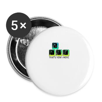 THAT'S HOW I MOVE - Fitness - Buttons groß 56 mm (5er Pack) - Weiß - Vorne