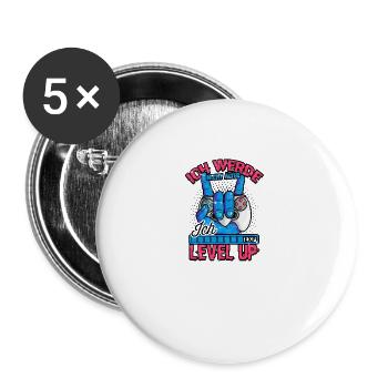 ICH WERDE NICHT ÄLTER ICH LEVEL UP - - Buttons groß 56 mm (5er Pack) - Weiß - Vorne