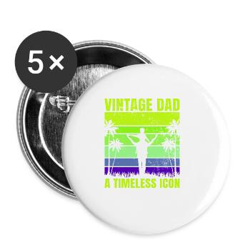 Super papa, papa, meilleur papa Fête des pères - Lot de 5 grands badges (56 mm) - blanc - Devant
