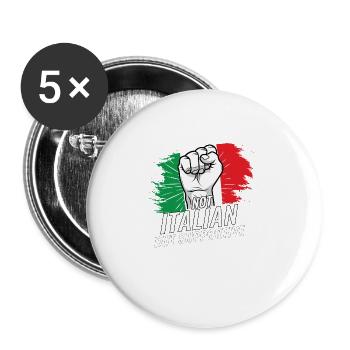 Pas italien mais favorable Italie Pays drapeau - Lot de 5 grands badges (56 mm) - blanc - Devant