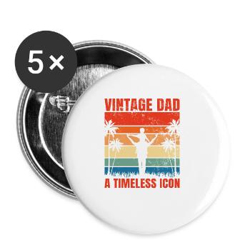 Retro Vintage Daddy 60s 70s 80s 90s Costume de fête - Lot de 5 grands badges (56 mm) - blanc - Devant