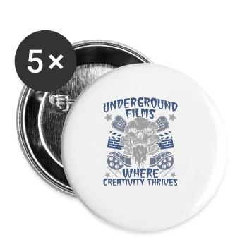 Underground Film, Independent Cinema, Horror - Buttons groß 56 mm (5er Pack) - Weiß - Vorne