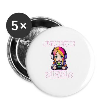 Gaming Konsole PC Zockerin Mädchen Gamer Girl - Buttons groß 56 mm (5er Pack) - Weiß - Vorne