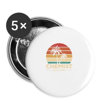 Vintage Chemiker Sonderausgabe Chemie - Buttons groß 56 mm (5er Pack) - Weiß - Vorne