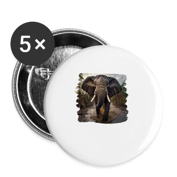 Elefanten realistic Elefant - Buttons groß 56 mm (5er Pack) - Weiß - Vorne