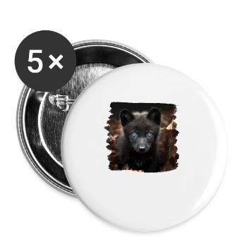 Wölfe realistic Wolf - Buttons groß 56 mm (5er Pack) - Weiß - Vorne