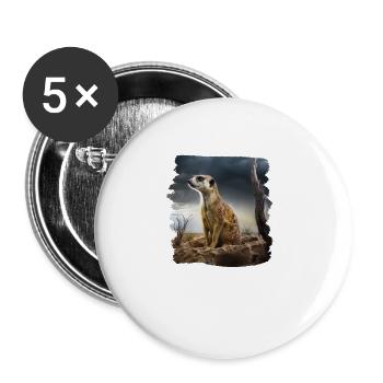 Lemuren Meerkat realistic Lemur - Buttons groß 56 mm (5er Pack) - Weiß - Vorne