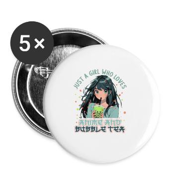 Just a girl who loves Anime and Boba Bubble Tea - Buttons large 2.2''/56 mm (5-pack) - white - Front