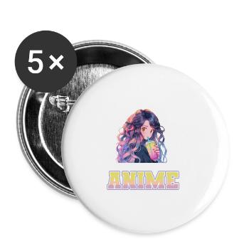 Just a girl who loves Anime - Buttons large 2.2''/56 mm (5-pack) - white - Front