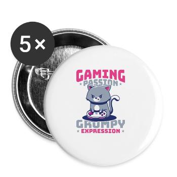 Jeux, Jeux d’argent, Jeux vidéo, Gamer - Lot de 5 grands badges (56 mm) - blanc - Devant