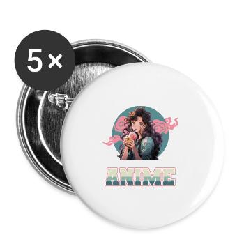 Just a girl who loves Anime - Buttons groß 56 mm (5er Pack) - Weiß - Vorne