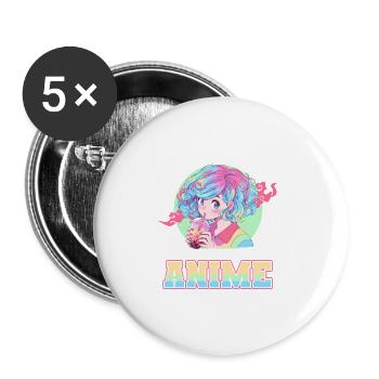 Just a girl who loves Anime - Buttons large 2.2''/56 mm (5-pack) - white - Front