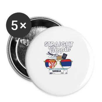 Straight Trippin' Serbie Vacation Tour Travel - Lot de 5 grands badges (56 mm) - blanc - Devant