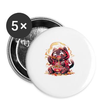 Anime Manga Kawaii Cat Eats Ramen Noodles - Lot de 5 grands badges (56 mm) - blanc - Devant